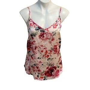 White House Black Market Camisole Top Women's Sz 0 Pink Floral Silky Adj Strap